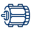 "Electric motor symbol indicating mechanical power and motion.